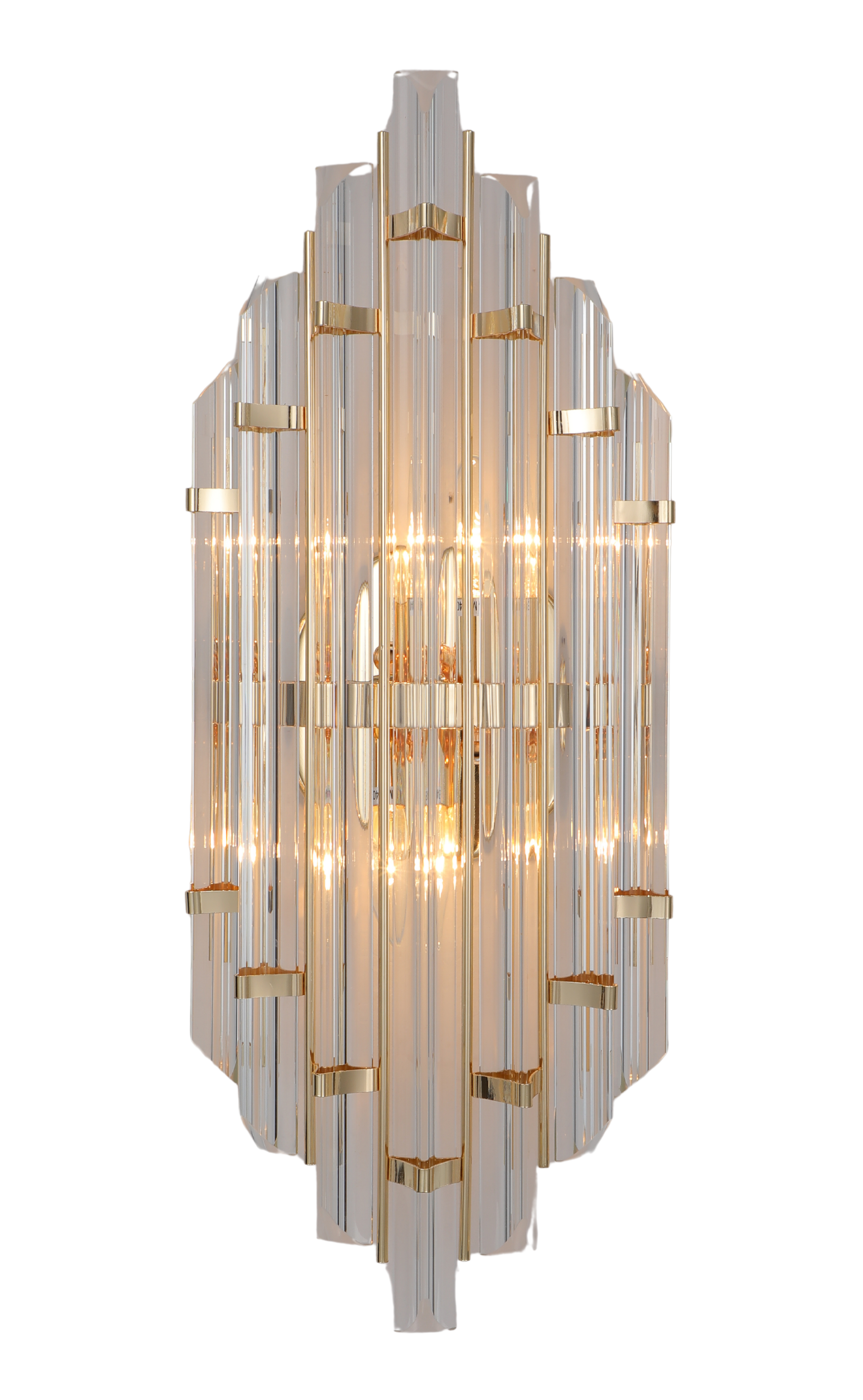 Arandela Led Metal e Cristal Dourado 22x55cm - Sindora DCB00252