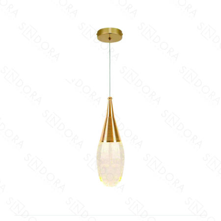 Pendente Metal Dourado e Cristal 7×24CM – Sindora DCD02219