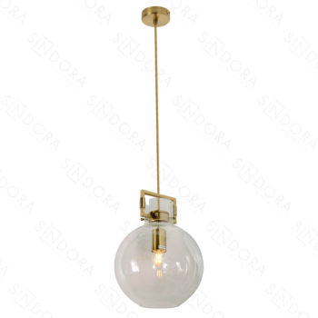 Pendente Metal Bronze e Vidro Transparente 25×33CM - Sindora DCD02957