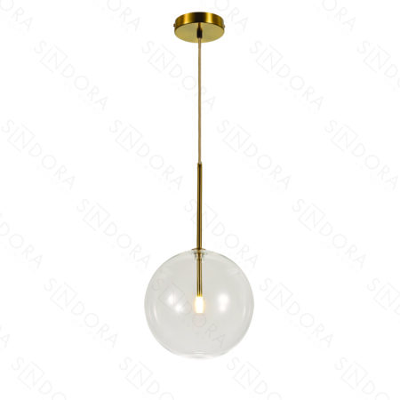 Pendente Metal Bronze e Vidro Transparente - Sindora