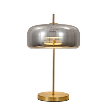 Abajur Metal Bronze e Vidro Fumê 33x58cm - Sindora DCT04107
