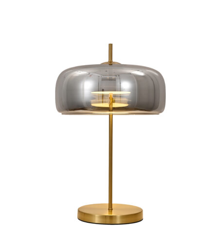 Abajur Metal Bronze e Vidro Fumê 33x58cm - Sindora DCT04107