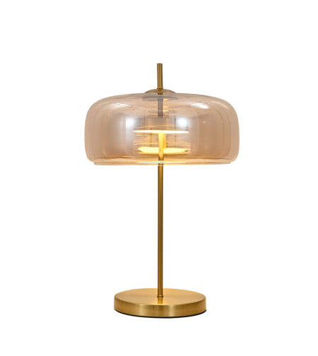 Abajur Metal Bronze e Vidro Âmbar 33x58cm - Sindora DCT04108
