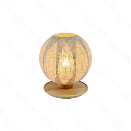 Abajur Madeira e Vidro, Linho Palha 25x25x30cm - Sindora DCT04138