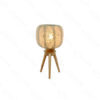 Abajur Madeira e Vidro, Linho Palha 20x19x44cm - Sindora DCT04139