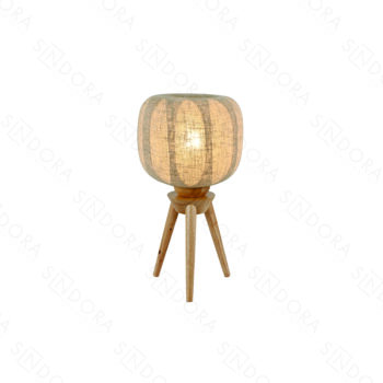 Abajur Madeira e Vidro, Linho Palha 20x19x44cm - Sindora DCT04139