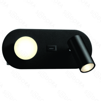 Arandela com USB Metal Preto e Acrílico 20×9×8CM – Sindora DCB01803