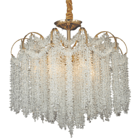 Pendente Dourado Cristais Transparentes 75×60CM - Sindora DCD00488