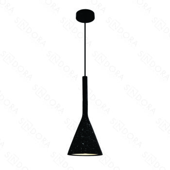 Pendente em Metal e Concreto Preto com Pedra 15x35CM - Sindora DCD02602