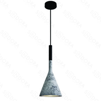 Pendente em Metal e Concreto Branco e Preto 15x35CM - Sindora DCD02604