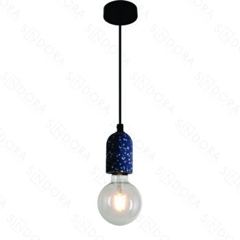 Pendente em Metal e Concreto Azul com Pedra  6x9CM - Sindora DCD02611