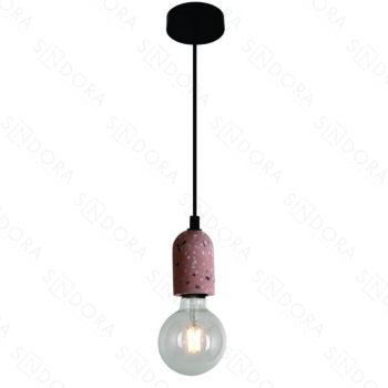 Pendente em Metal e Concreto Rosa com Pedra  6x9CM - Sindora DCD02612