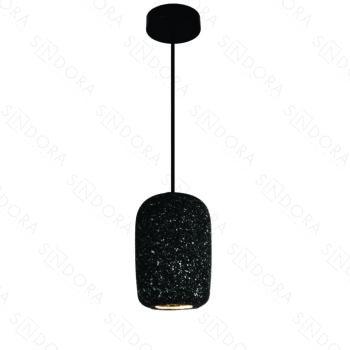 Pendente em Metal e Concreto Preto com Pedra 9x16CM - Sindora DCD02615