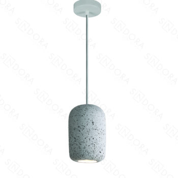 Pendente em Metal e Concreto Branco com Pedra 9x16CM - Sindora DCD02616