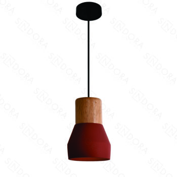 Pendente em Metal e Concreto Vermelho12x18CM - Sindora DCD02621