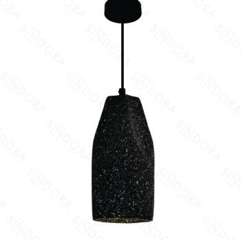 Pendente em Metal e Concreto Preto com Pedra 12x26CM - Sindora DCD02626