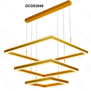 Pendente Alumínio Escovado Dourado e Acrílico 40×60×80CM - Sindora DCD03048