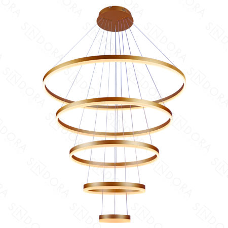 Pendente Alumínio Dourado e Acrílico 20×40×60×80×100CM - Sindora DCD03091