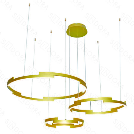 Pendente Alumínio Escovado Dourado e Acrílico 40×60×80CM - Sindora DCD03159