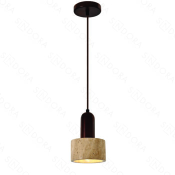 Pendente em Pedra Amarela com Madeira Marrom 10x18CM - Sindora DCD04079