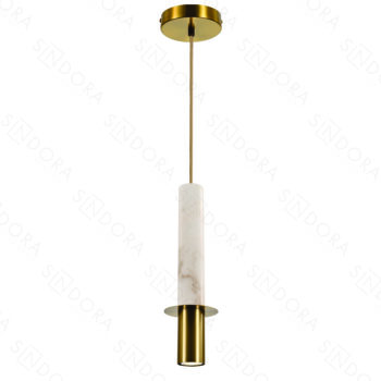 Pendente em Metal Bronze com Mármore Branco 6x41,5 - Sindora DCD04082