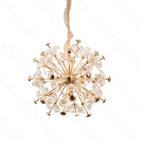 Pendente Metal Dourado e Cristal 62cm- Sindora DCD06214