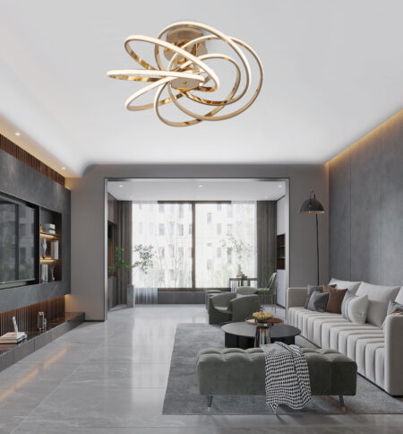 Plafon Metal Dourado e Silicone 56x20CM – Sindora DCX01232