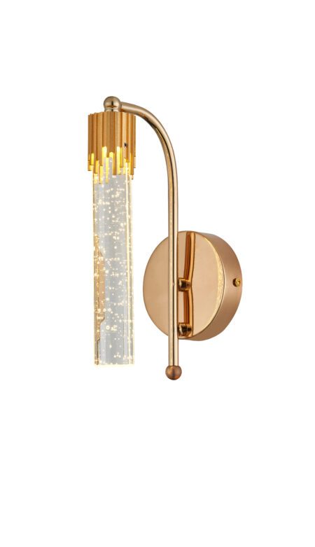 Arandela Metal Dourado e Cristal 10×24 cm – Sindora DCB02109