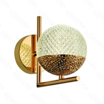 Arandela Metal Dourado e Acrílico 12×18 cm – Sindora DCB02184