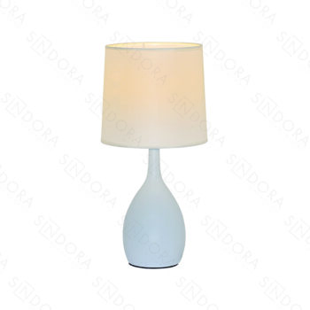 Abajur em Metal Branco com Cúpula de Linho 20x40CM - Sindora  DCT00539