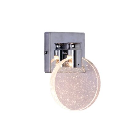 Arandela Metal Cromado e Cristal Transparente 16,5×13×8 cm – Sindora QB05115