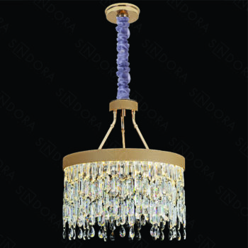 Pendente em Metal Dourado com Cristal 60x60CM - Sindora DCD00282