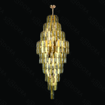 Pendente em Inox Dourado com Cristal 60x180CM - Sindora DCD00497