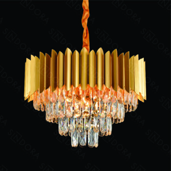 Pendente em Metal Dourado com Cristal 50x50x35CM - Sindora DCD00793
