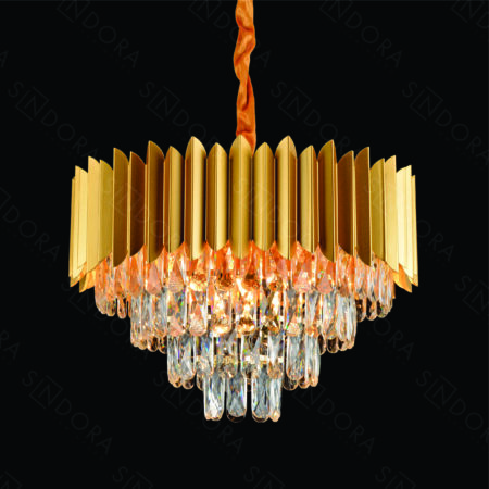 Pendente em Metal Dourado com Cristal 50x50x35CM - Sindora DCD00793