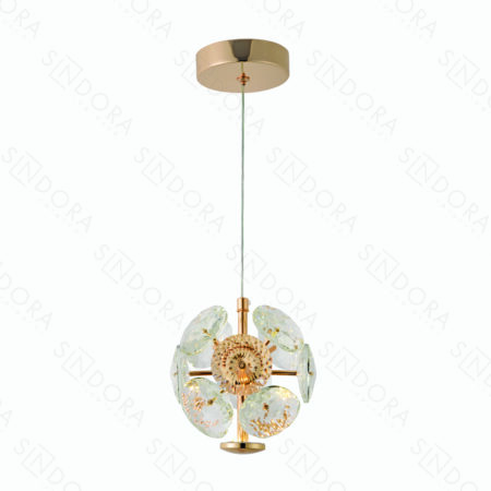 Pendente em Metal Dourado com Cristal Transparente Φ15×15cm - Sindora DCD02197