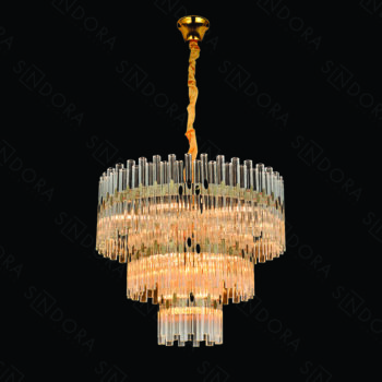 Pendente em Metal Dourado com Cristal 60x45CM - Sindora DCD02869