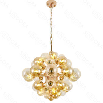 Pendente em Metal Dourado com Vidro Âmbar 62x50CM - Sindora DCD04097