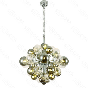 Pendente em Metal Cromado com Vidro Fumê 62x50CM - Sindora DCD04098