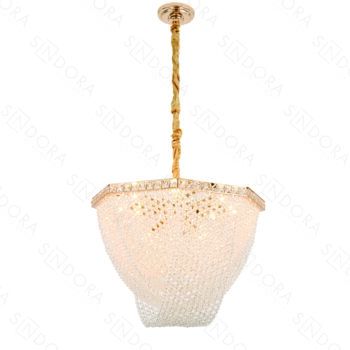 Pendente em Metal Dourado com Cristal 55x40CM - Sindora DCD04113