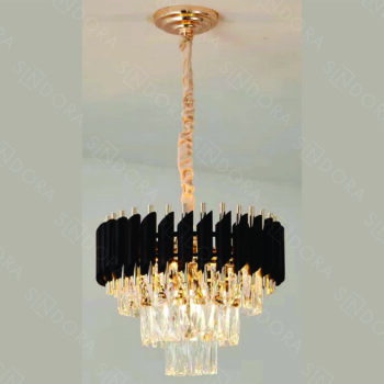 Pendente em Metal Preto com Cristal 40x29CM - Sindora DCD06586
