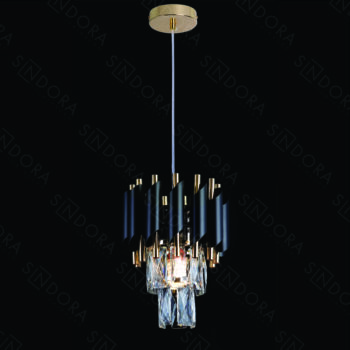 Pendente em Metal Preto com Cristal 20x26CM - Sindora DCD06591