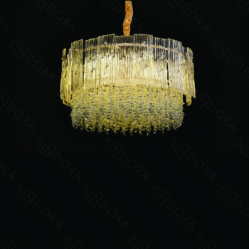 Pendente em Metal Dourado com Cristal 55x30CM - Sindora DCD06598