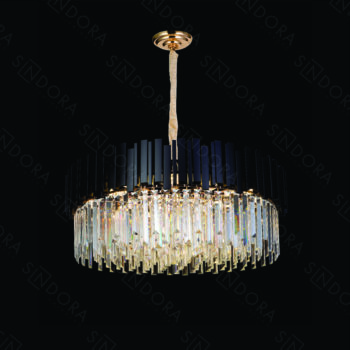Pendente em Metal Preto com Cristal 72x43CM - Sindora DCD06618
