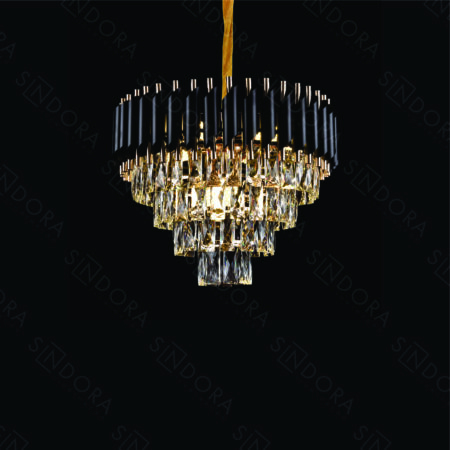 Pendente em Metal Preto com Cristal Transparente Φ50×29CM - Sindora DCD06625