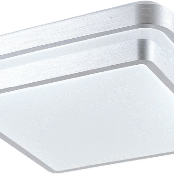 Plafon Metal Prata e Acrílico 50×50×10 cm - Sindora DCX02324