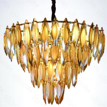 Pendente 80×50cm em Metal Dourado com Cristal - Sindora DCD03931