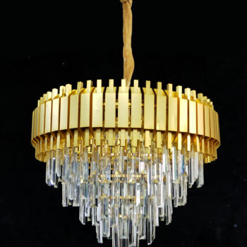 Pendente 60×45cm em Metal Dourado com Cristal - Sindora DCD00448