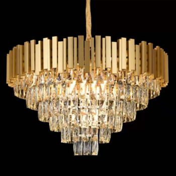 Pendente 72×43cm em Metal Dourado com Cristal - Sindora DCD00459