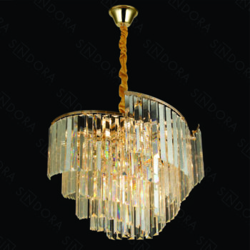 Pendente em Inox Dourado com Cristal 58x39CM - Sindora DCD00489